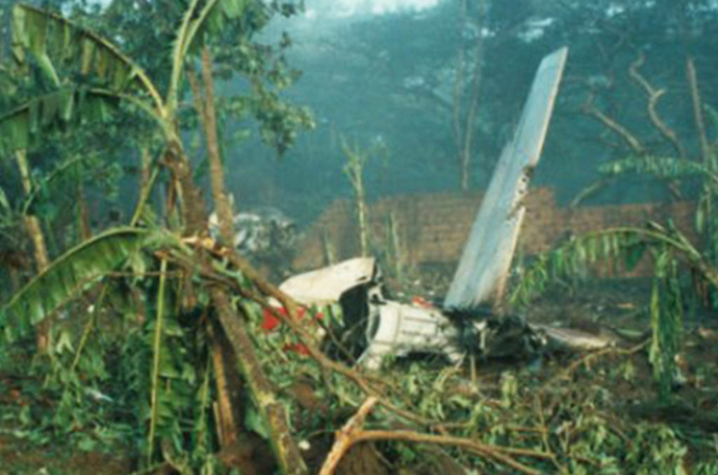 Le site sur lequel s'est crashé l'avion du président rwandais, Juvénal Habyarimana, quelques jours plus tôt
